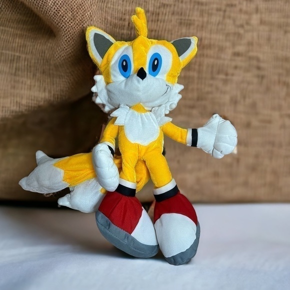 Vintage Sonic X Tails Floppy Plush Toy Network Hedgehog Fox Yellow Kids Stuffed - Picture 1 of 4